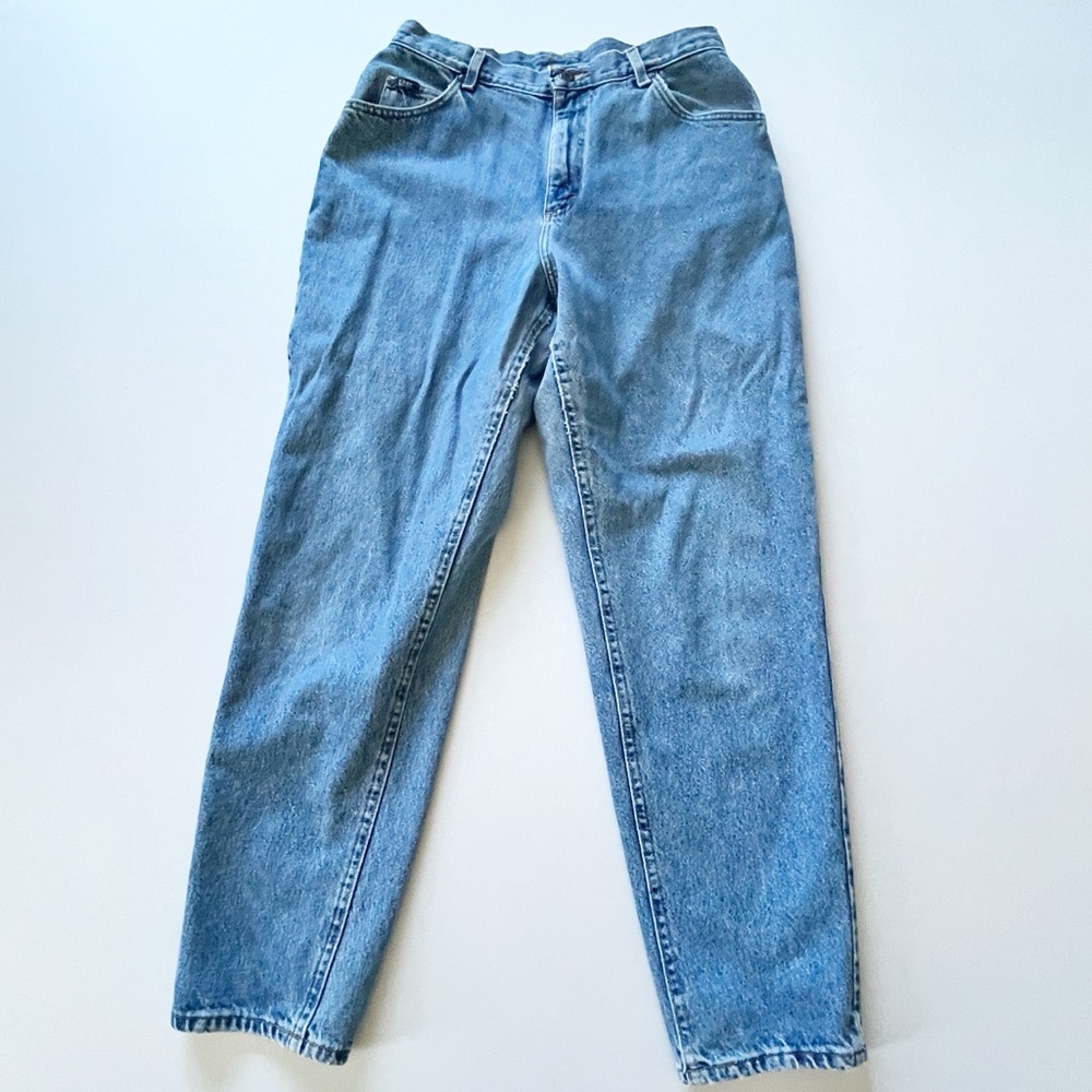 Lee Riders VINTAGE High Waist Mom Blue Jeans  Relaxed Fit Tapered Ankle 14